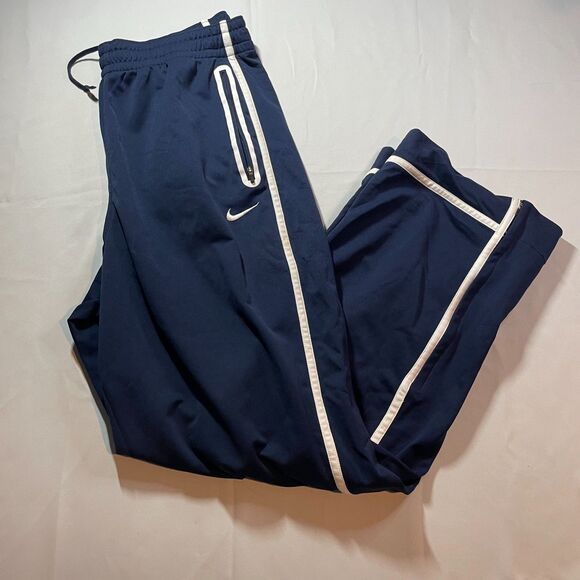 NIKE Pants Mens Size 2XL Navy Blue Dri Fit Warm Up Track Basketball Ankle Zip - Picture 1 of 5
